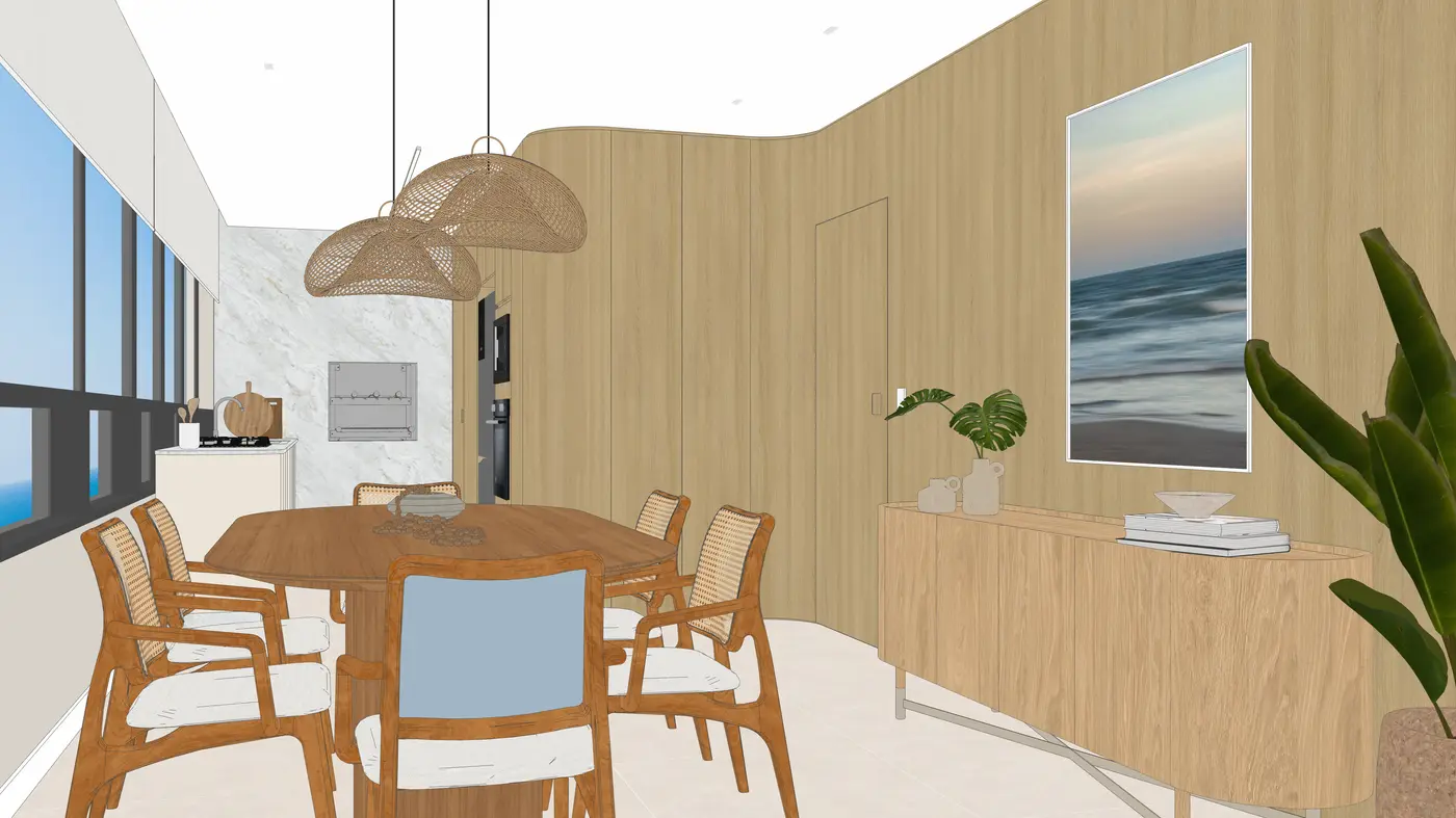 Sala de jantar, print do modelo 3D